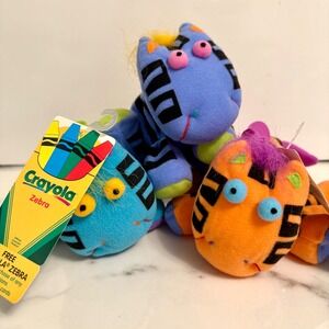 3 CRAYOLA Crayon Zebra Hallmark Cards  Plush Toy Vintage 2001 Stuffed Animal NEW